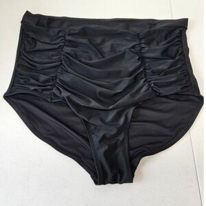 Shapermint Essentials Swim Bottoms Women 3XL Black High Waisted Ruched Front‎